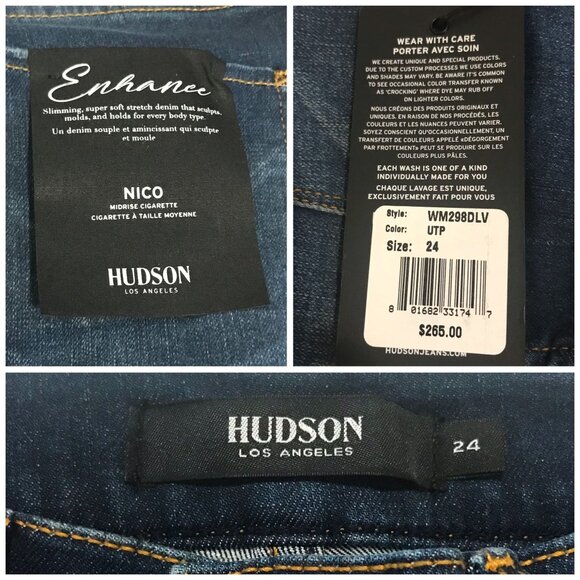 Hudson Nico Midrise Cigarette Jeans Size 24 Blue Chain Trim NWT - Picture 5 of 14